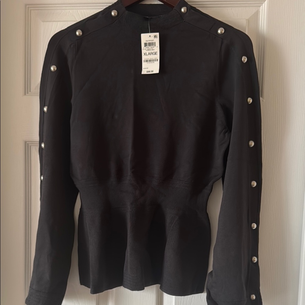 Black Button-Detail Women's Top